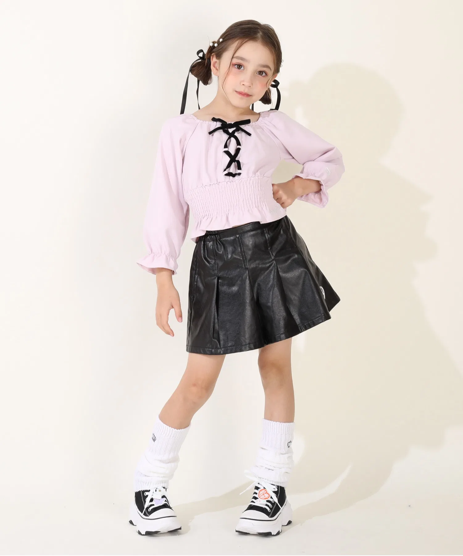 Детская блузка с кружевной шнуровкой BABYDOLL фиолетовая — фото 4