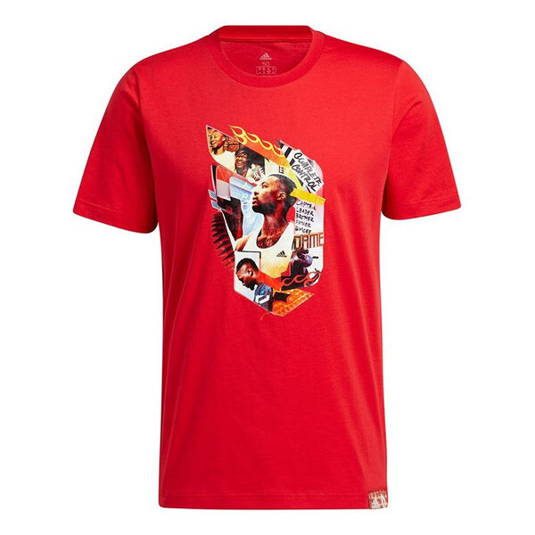 

Футболка dame abstract t lillard баскетбол спорт мультфильм короткий рукав Adidas, красный