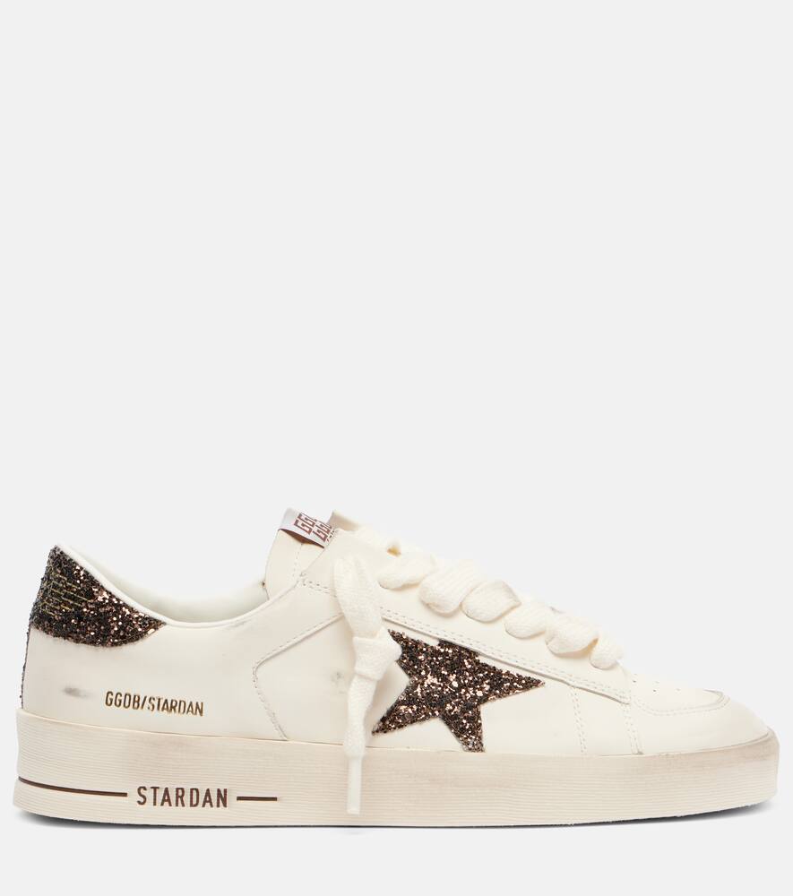 Кроссовки из кожи с декором stardan Golden Goose, White/Beige — фото 4