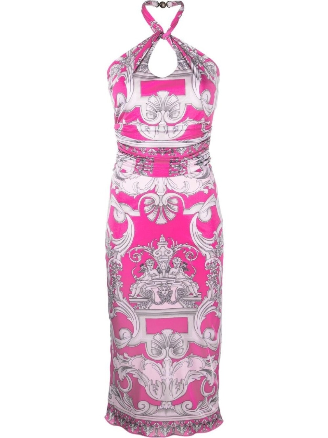 

Versace платье миди с принтом Silver Baroque, розовый