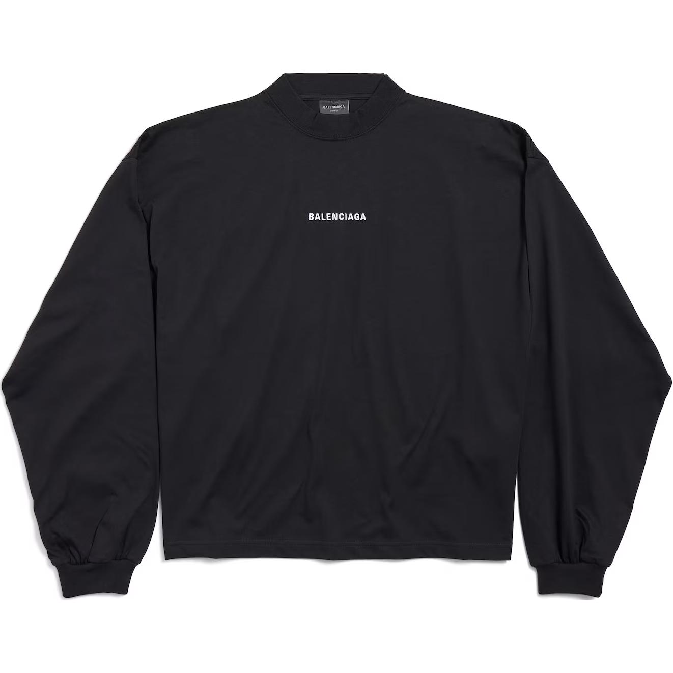 Футболка с длинным рукавом с вышитым логотипом Balenciaga, черный — фото 3