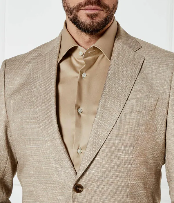 Элегантная шерстяная куртка h-hutson-251 Slim fit Boss, бежевый — фото 4