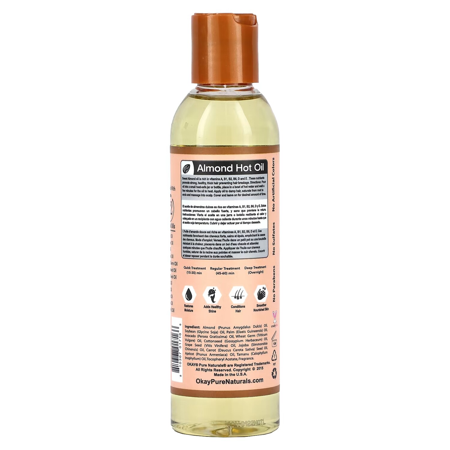 Миндальное масло Okay Pure Naturals Hot Oil Treatment, 177 мл — фото 2