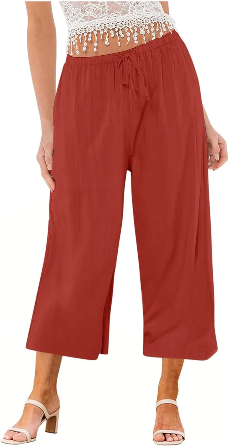 

JOAU Capri Pants для женщин Casual 2024 лето с эластичным поясом на шнурке