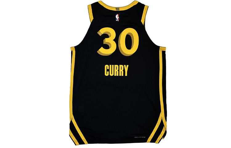Мужская баскетбольная майка Stephen Curry Golden State Warriors 2023/24 City Edition Dri FIT Adv NBA Authentic Nike, черный-желтый — фото 4