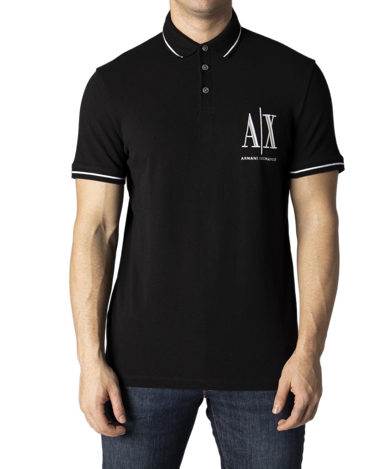 

Поло Armani Exchange с принтом, черный
