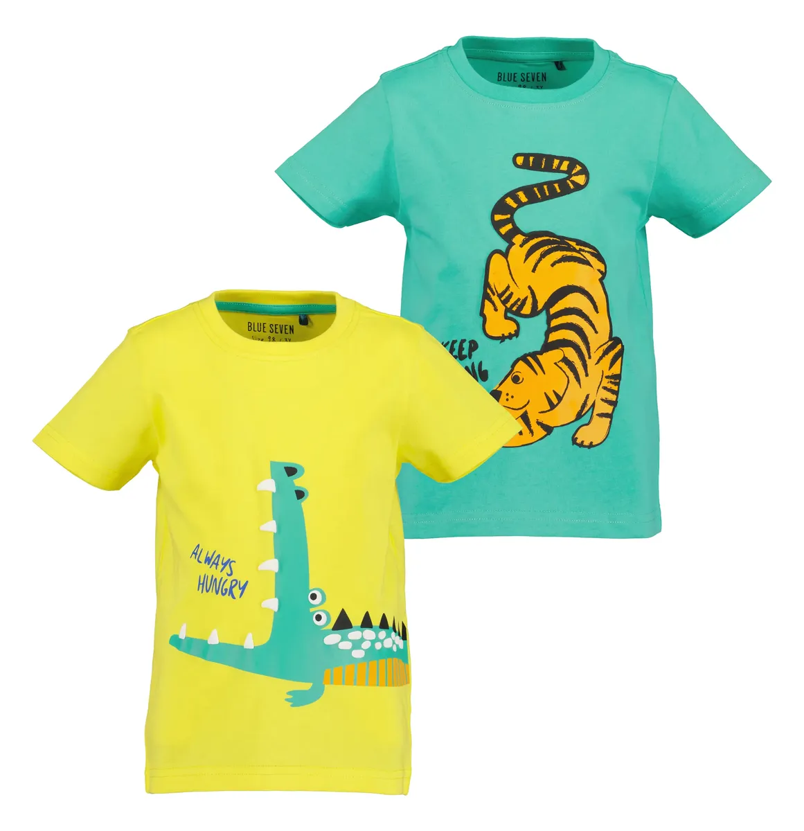 

Рубашка с короткими рукавами Blue Seven "kl Kn T-Shirt, правая – 2 шт. в упаковке", цвет Gelb + Lagune