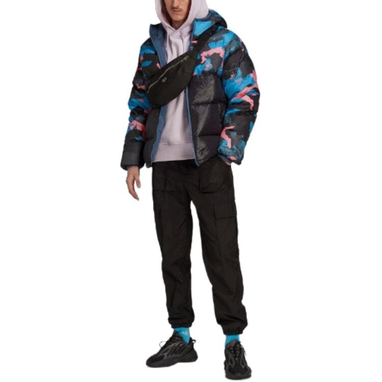 Пуховик мужской черный/розовый/темно-синий Adidas Originals, черный/розовый/темно-синий — фото 2