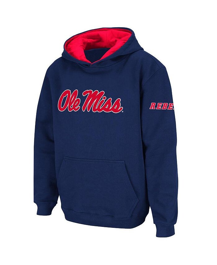 

Темно-синий пуловер с капюшоном и большим логотипом Big Boys Ole Miss Rebels Stadium Athletic, синий