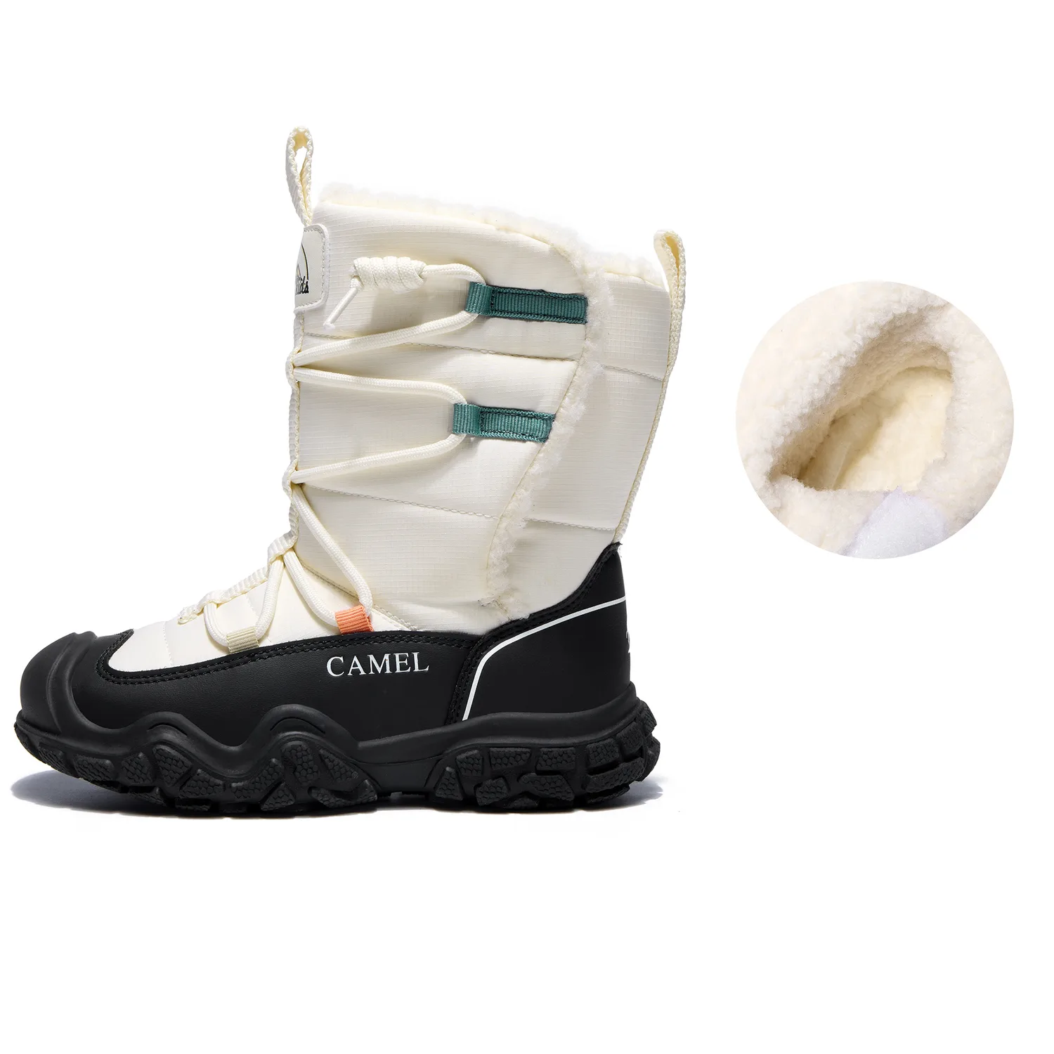 Высокие детские хлопковые ботинки CAMEL, зеленый/черный — фото 4