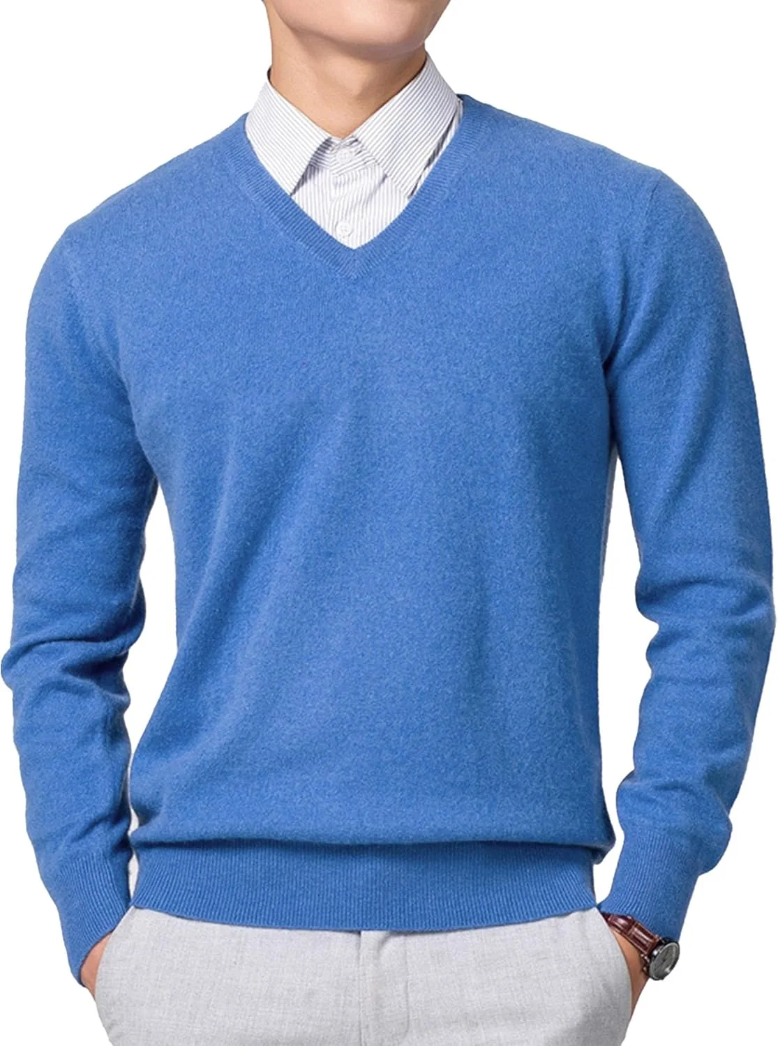 

Maiyifu-GJ мужской вязаный пуловер с V-образным вырезом