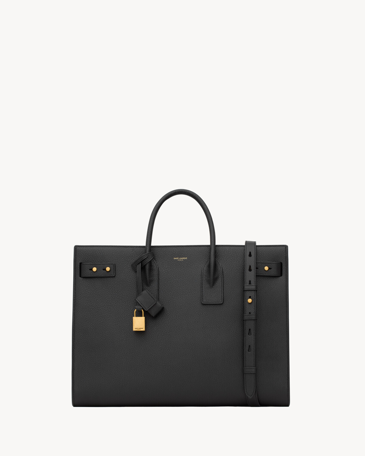 

Фирменная большая сумка Saint Laurent из мягкой ткани, черный