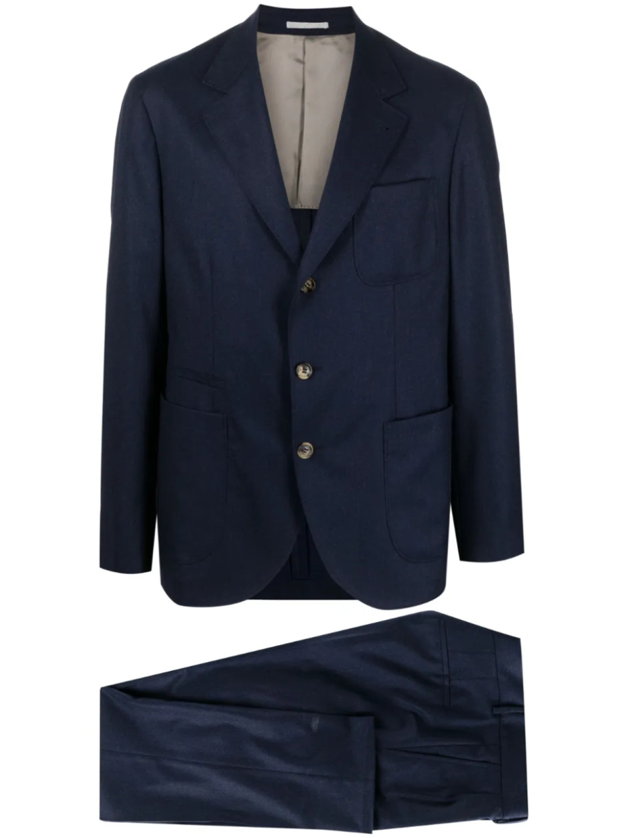 

Brunello Cucinelli шерстяной костюм с однобортным пиджаком, синий