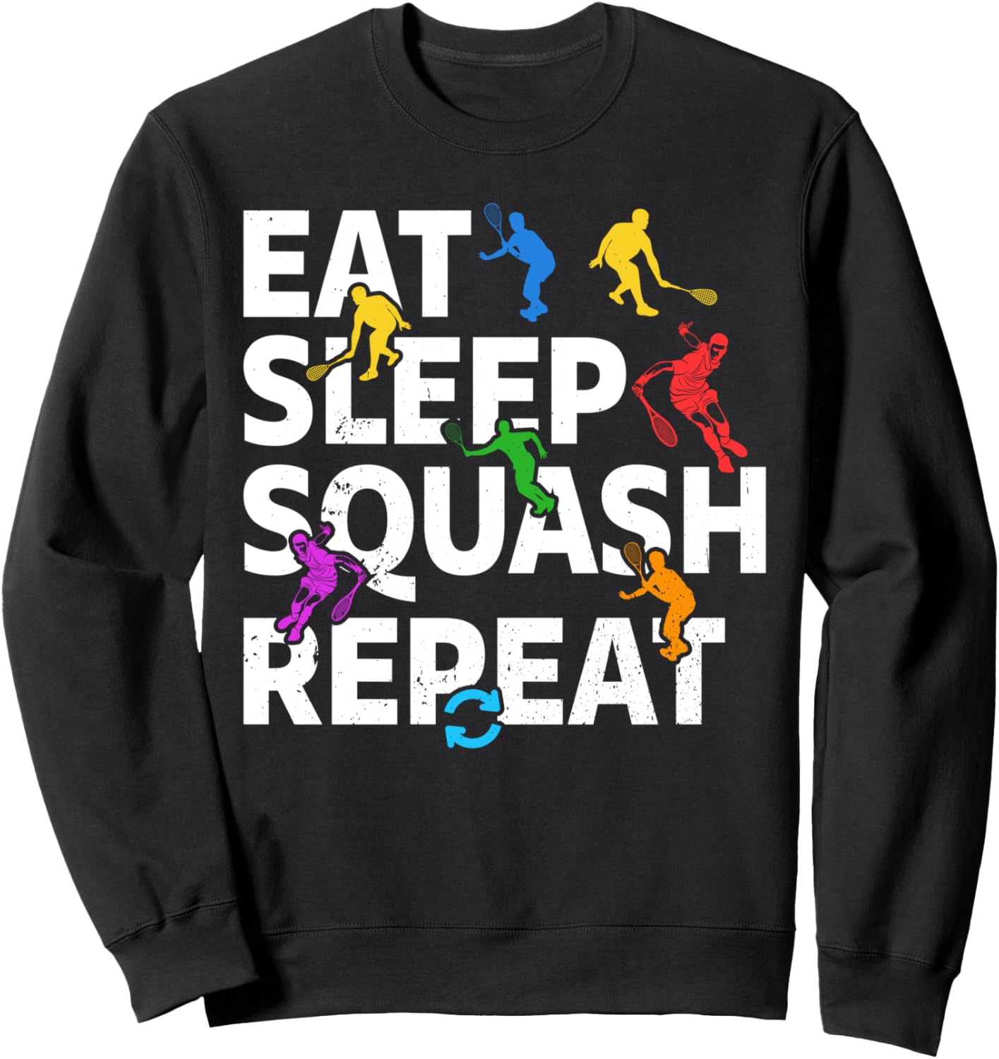 

Силуэт игрока в сквош - Толстовка с надписью Ешь, спи, сквош, повторяй Playing Squash Player, черный