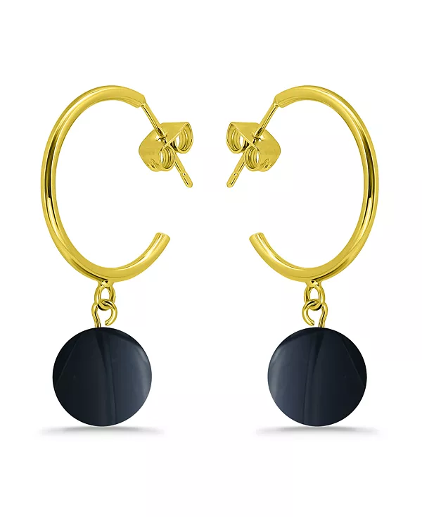 

Серьги-Кольца с натуральными камнями, покрытые 14-каратным золотом Macy'S, onyx