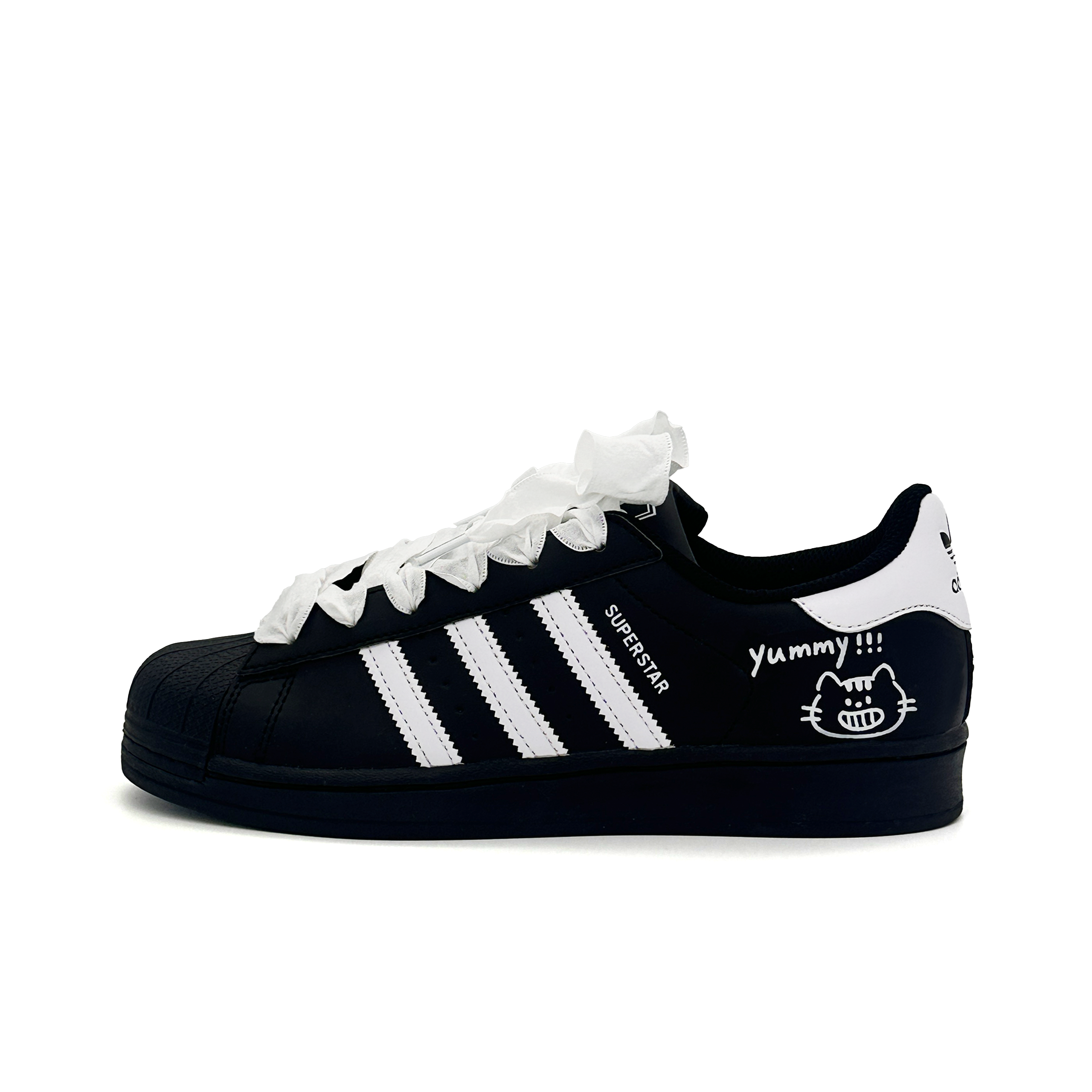 

Adidas Originals Superstar 2 Naughty Kitten устойчивые к истиранию низкие детские скейтбординговые кроссовки Black для подростков