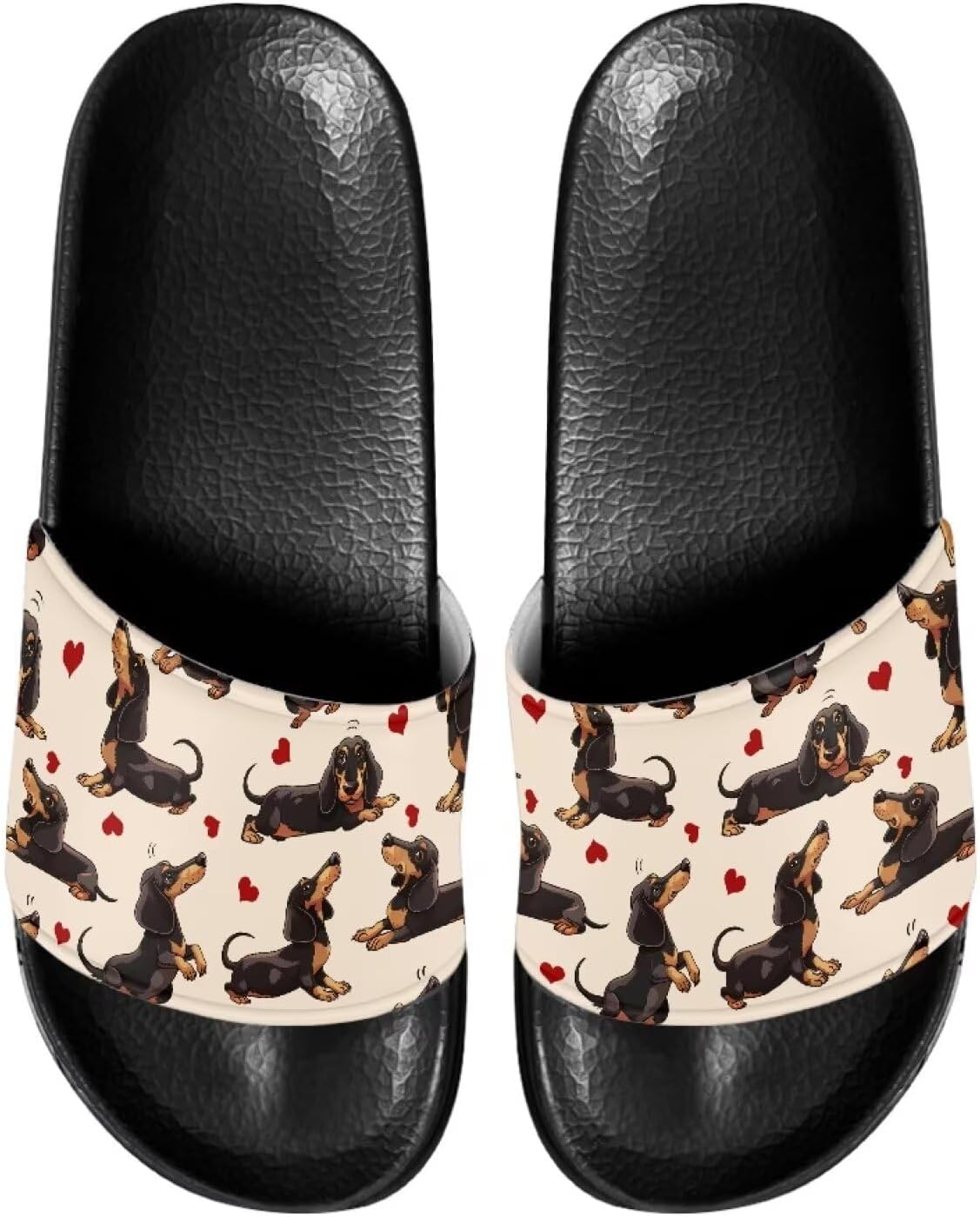 

Повседневные нескользящие шлепанцы для женщин и мужчин, с открытым носком, домашней подошвой, легкие плоские тапочки для ванной и пляжа Annejudy, Dog Hearts