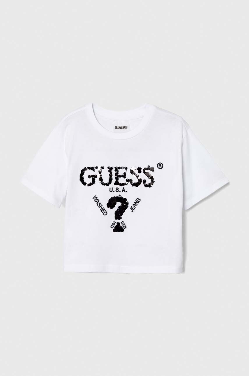 

Детская хлопковая футболка Guess, белый