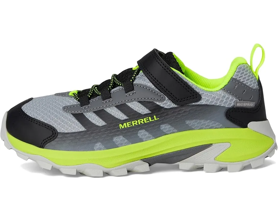 Кроссовки Merrell Kids Moab Speed 2 Low Alternative Closure Waterproof (Little Kid/Big Kid), Grey/Black/Citron — фото 4
