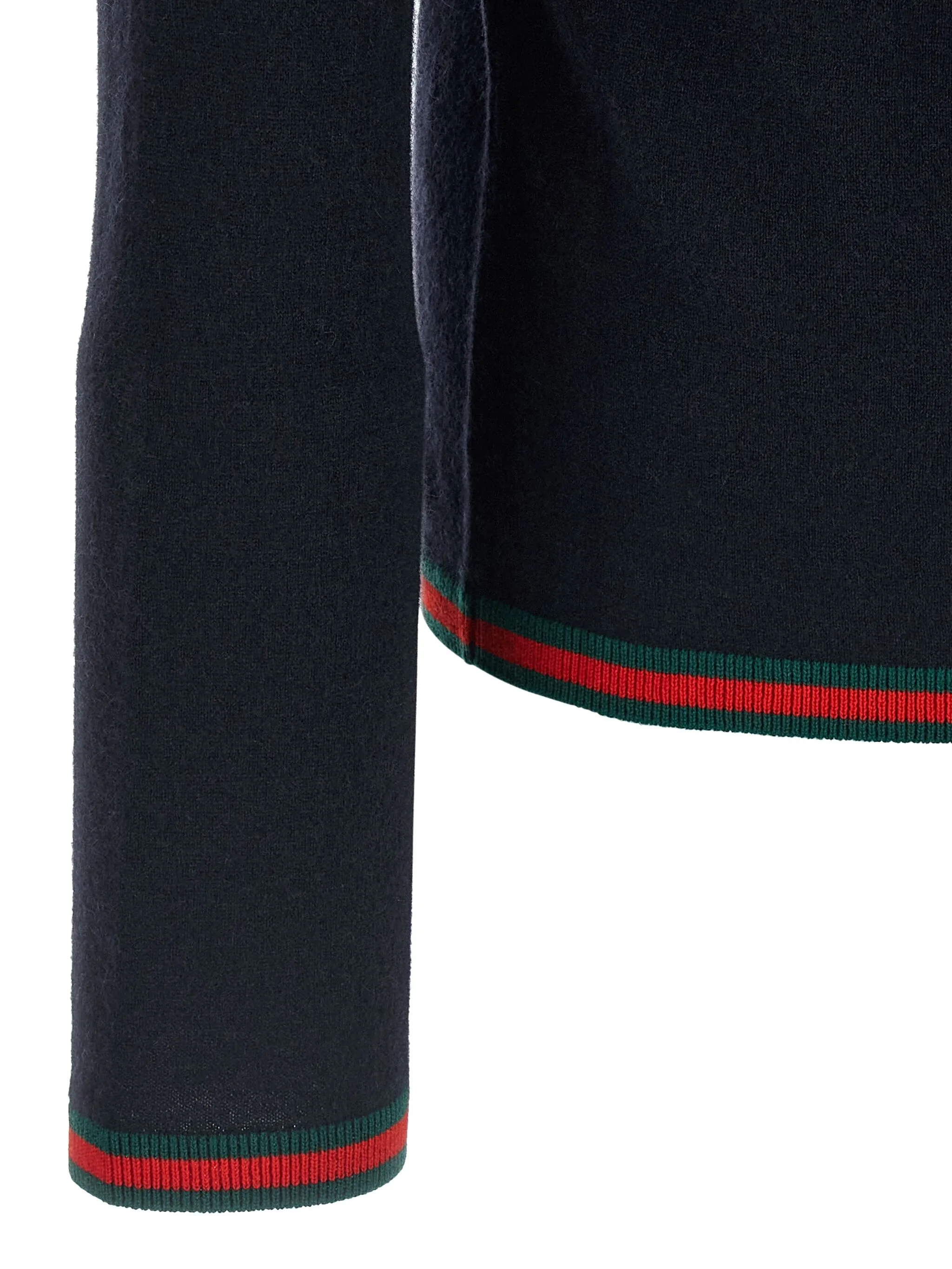 Свитер Gucci с высоким воротником и отделкой Web, синий — фото 4