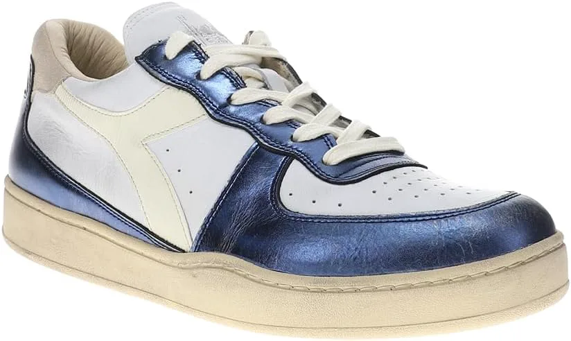 Мужские кеды Diadora Mi Basket Low Metallic Dirty с шнуровкой, повседневные - белые, белый — фото 2