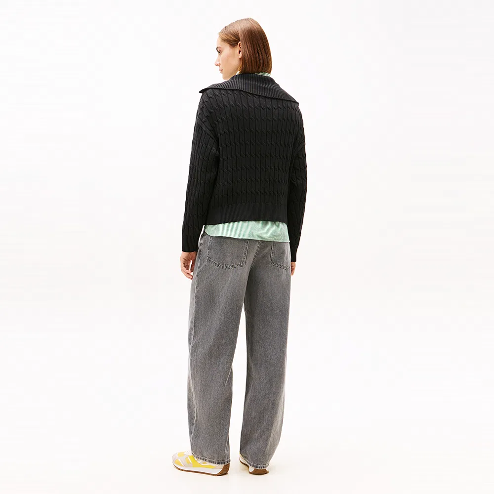Женский хлопковый свитер на молнии чёрный от Tommy Hilfiger Women — фото 3