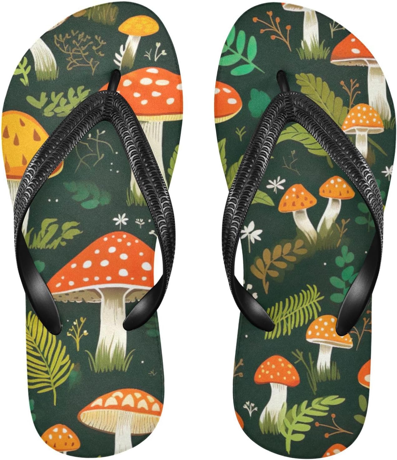 

Шлепанцы с рисунком грибных листьев, пляжные летние повседневные сандалии для женщин и мужчин, тапочки для душа, размер XS Kfbe, Mushroom
