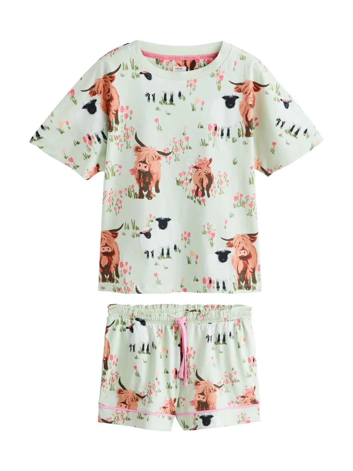 Короткий пижамный комплект Next, Pastel Green