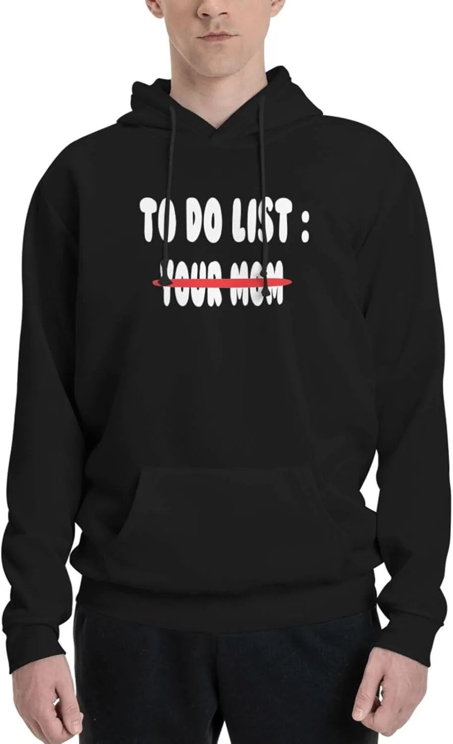 Худи для мам "To Do List Your Mom" ​​- модная толстовка в стиле хип-хоп с длинным рукавом, капюшоном и карманами Generic, черный
