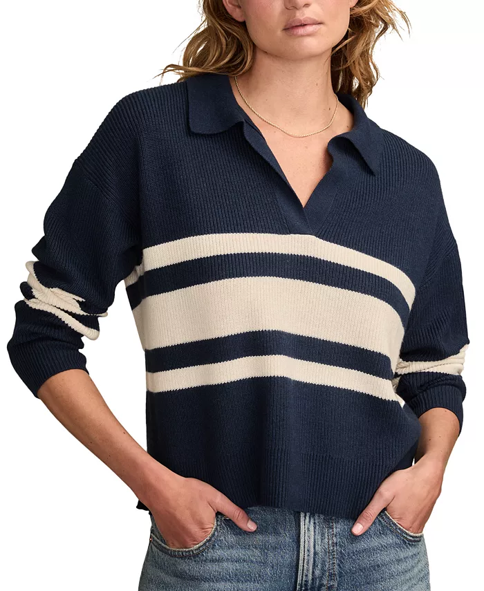 

Женский свитер-поло для регби с длинным рукавом Lucky Brand, синий