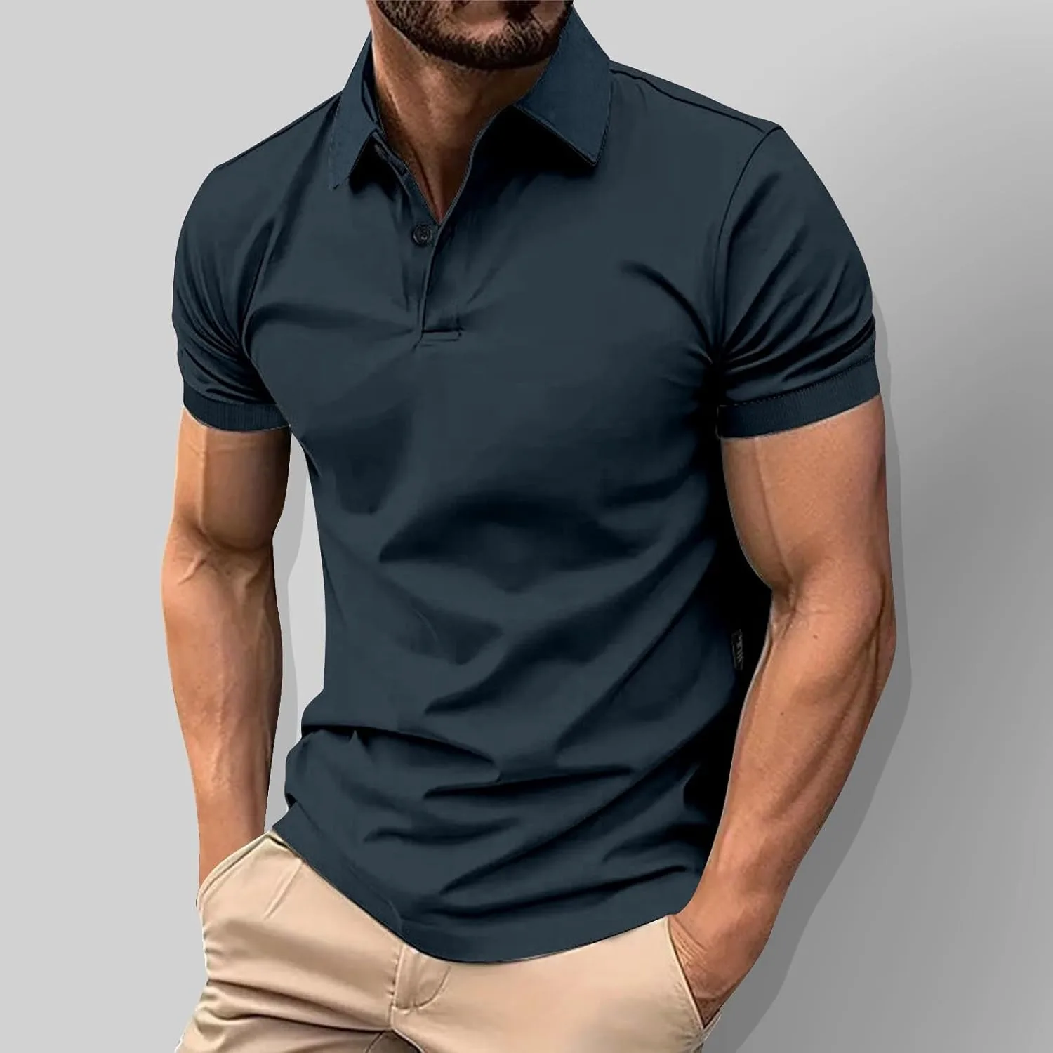 Мужская футболка для гольфа Casual, короткий рукав, свободный крой, летняя — фото 2