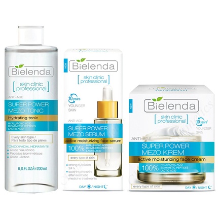 

Skin Clinic Super Power Mezo Увлажняющий антивозрастной крем-сыворотка для лица Тоник Bielenda