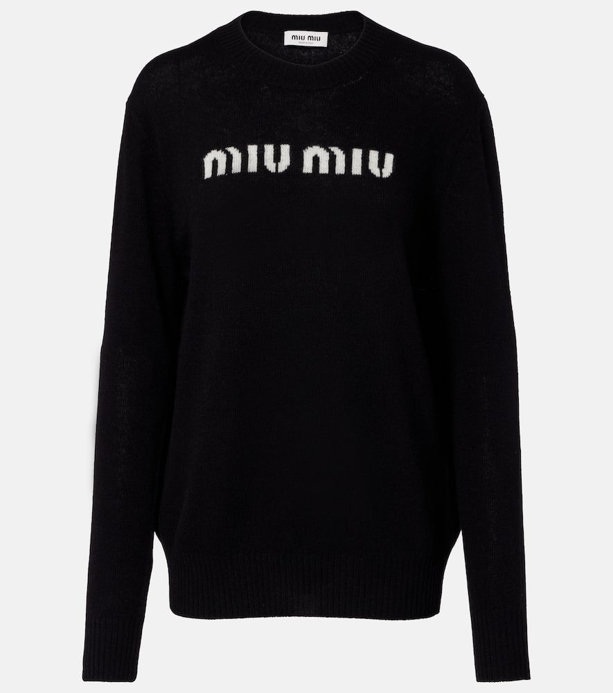 

Шерстяной свитер с кашемиром Logo Miu Miu, Black