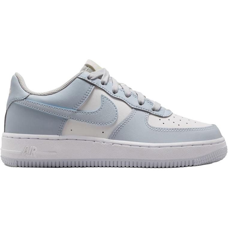Nike Детские низкие кроссовки Air Force 1 для скейтбординга, белые с синим рисунком, унисекс — фото 3