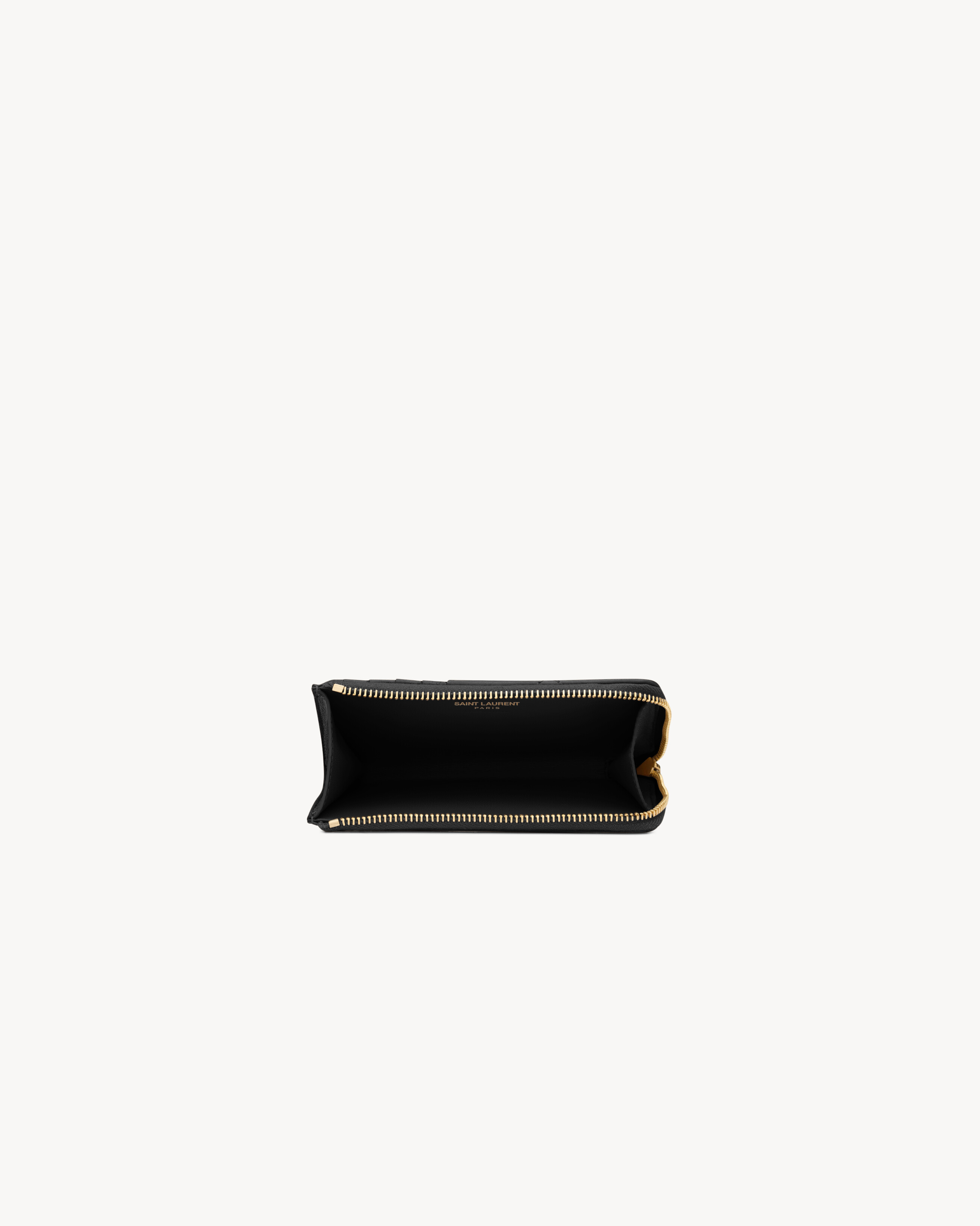 Картхолдер на молнии CASSANDRE BIJOU из кожи Grain de Poudre Saint Laurent, черный — фото 4
