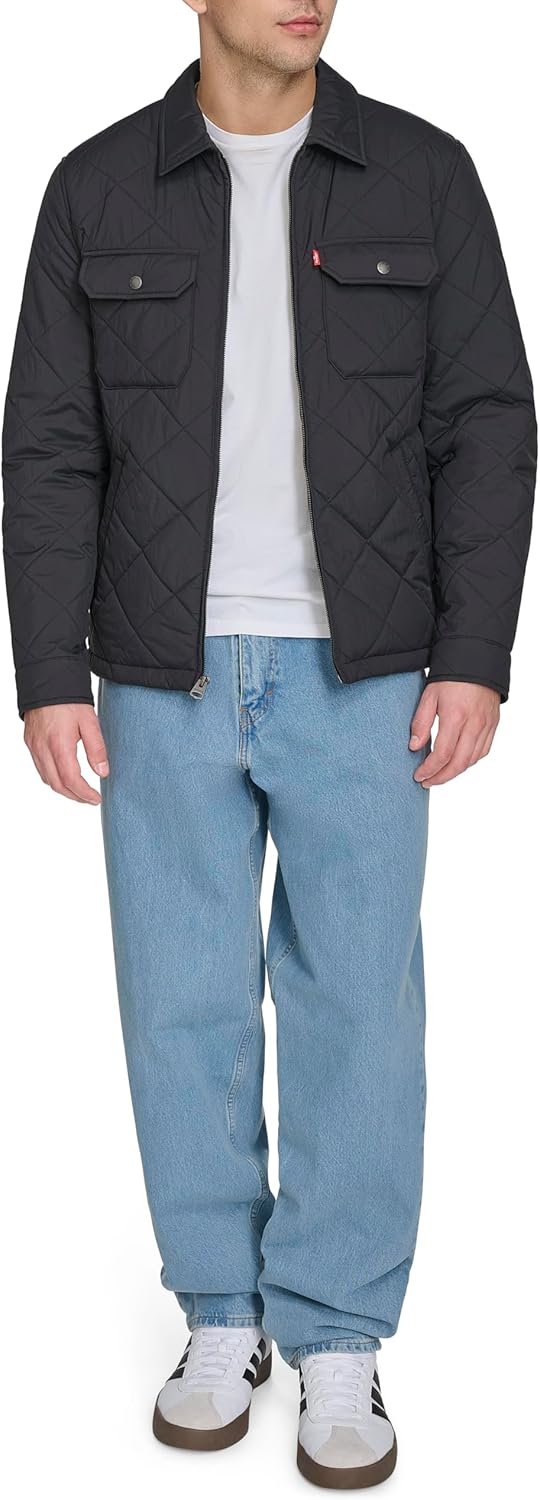 Мужская куртка Levi's с ромбовидной стежкой и отложным воротником, Black — фото 2