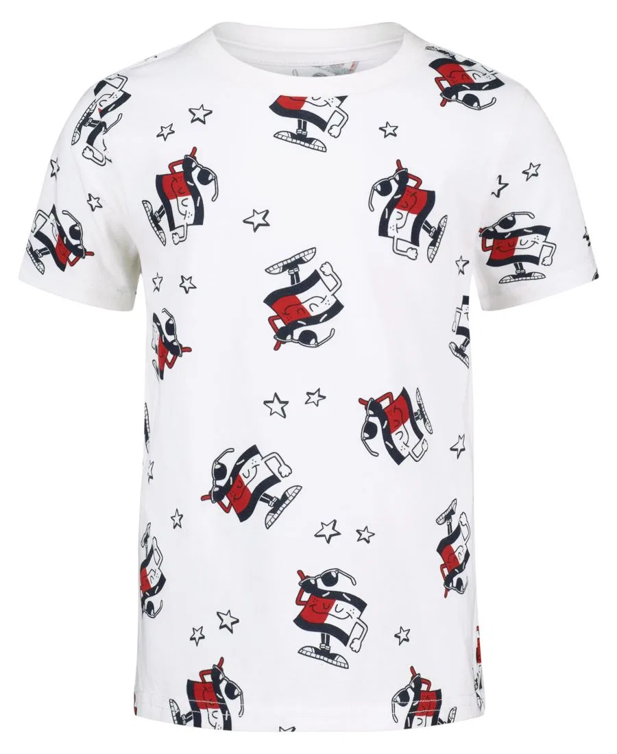 Детская футболка с коротким рукавом и графическим принтом, размер 2T-7 Tommy Hilfiger, белый