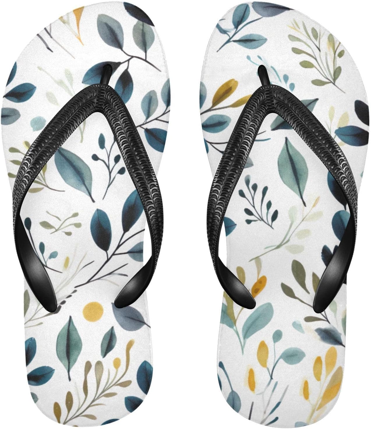 

Женские и мужские летние пляжные шлепанцы с зелено-желтыми листьями для душа Kfbe