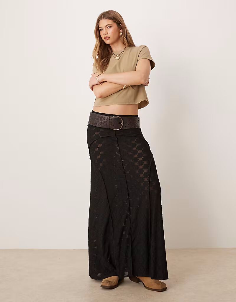 

Длинная юбка с кружевными швами ASOS DESIGN черного цвета