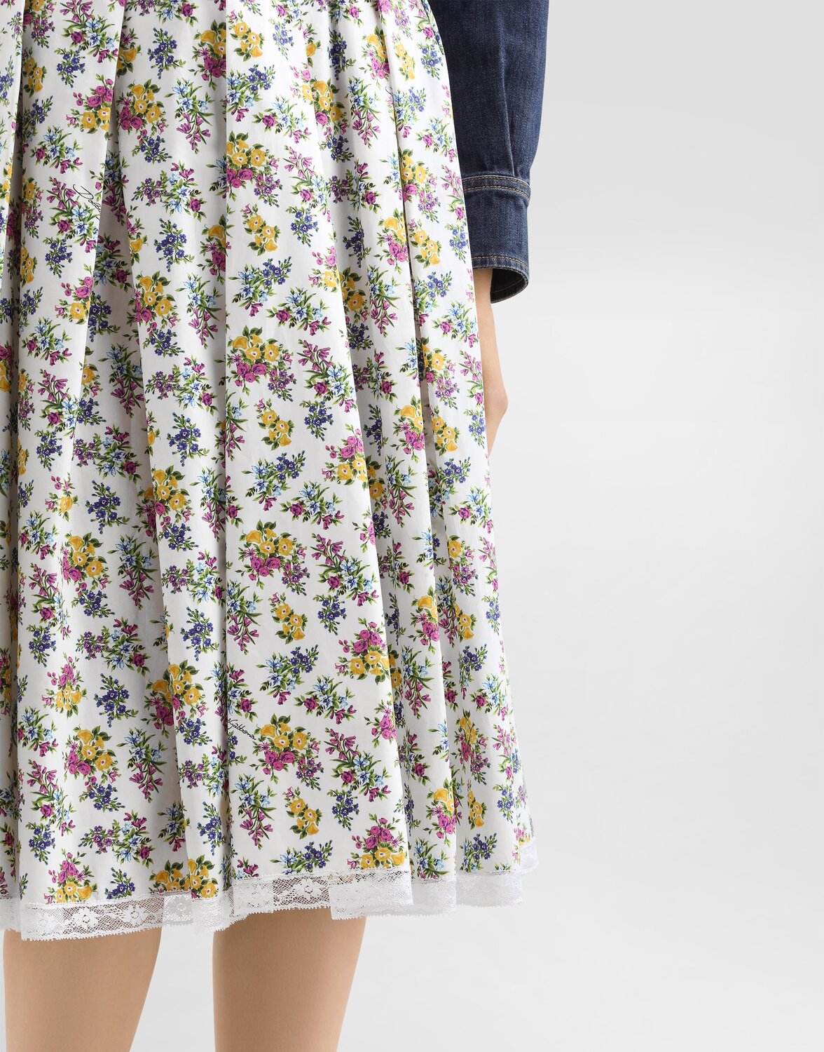 Маленькая юбка из поплина с цветочным принтом DOLCE & GABBANA, мультиколор — фото 4