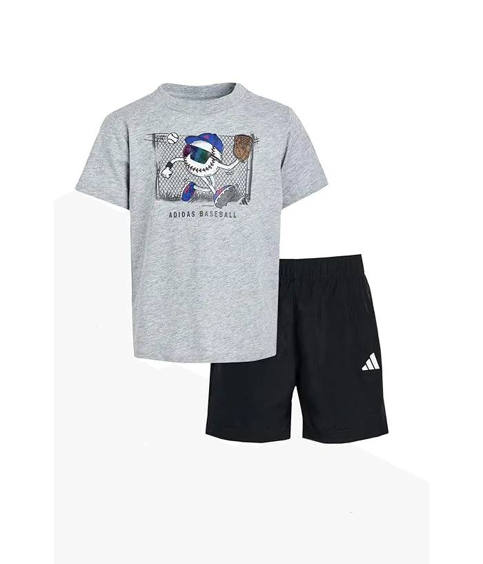 Детский комплект футболка и шорты с принтом Adidas Kids, Medium Grey Heather