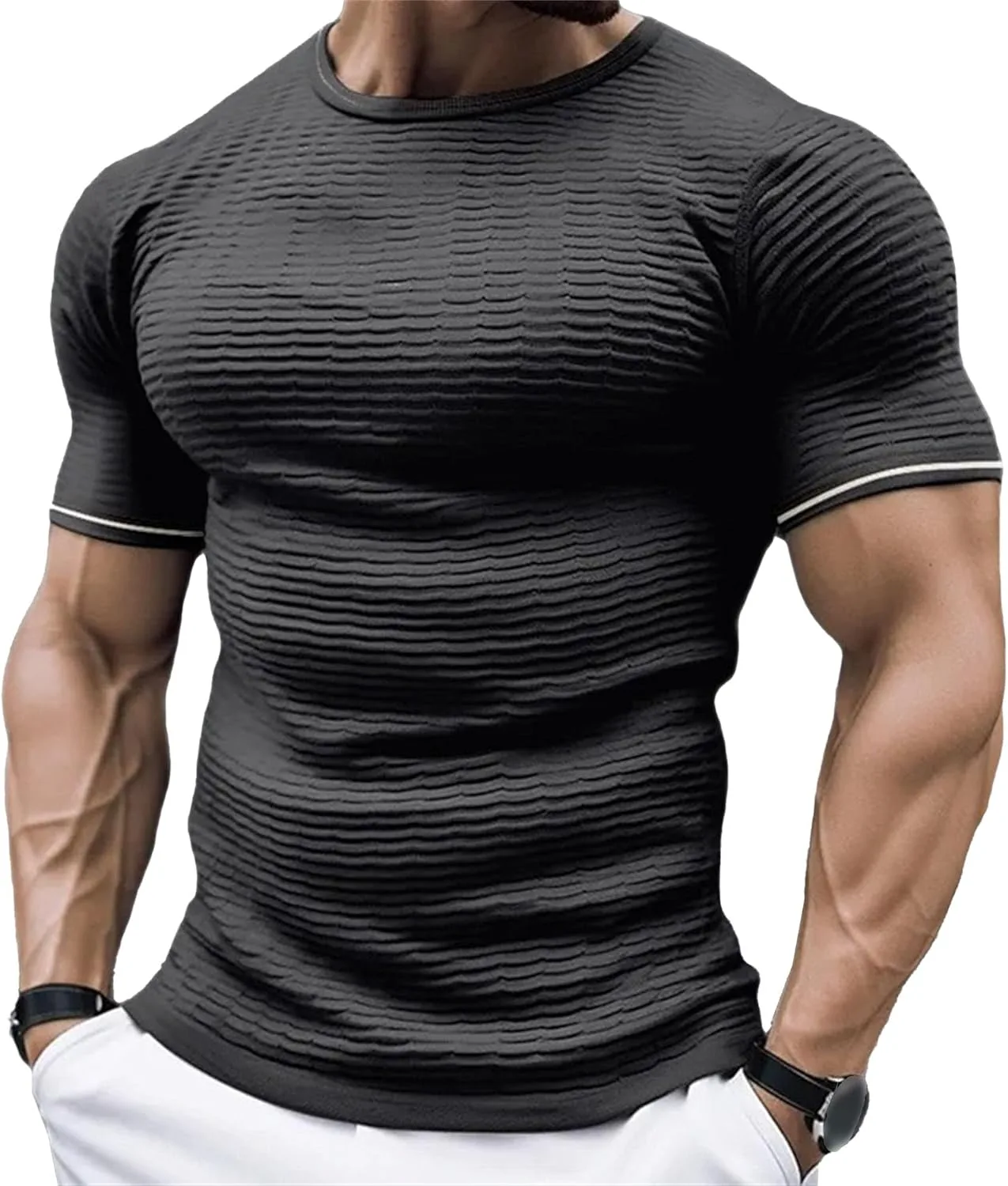 

Футболка с круглым вырезом для мужчин Casual Slim Fit с коротким рукавом Gsywaipei