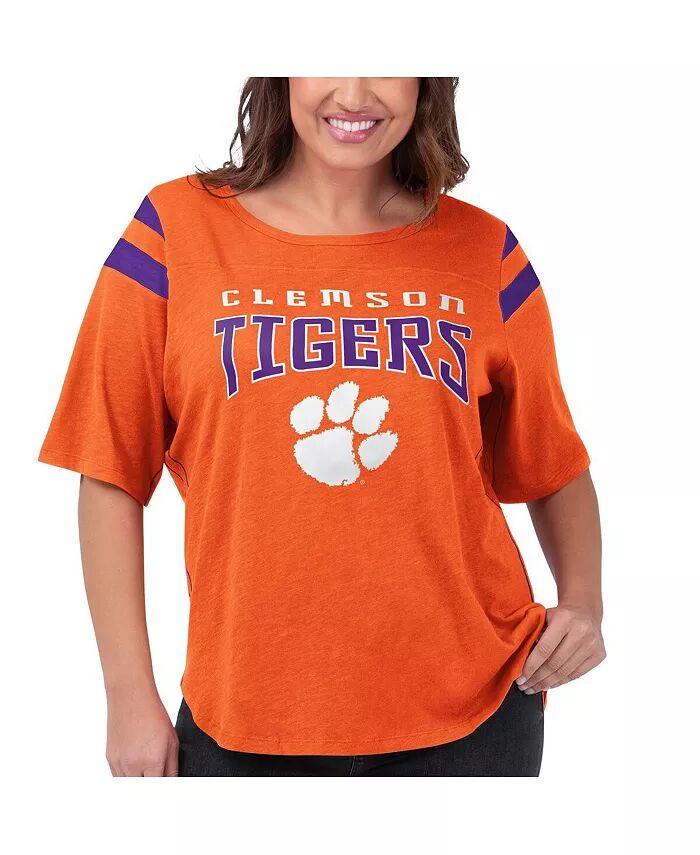 

Женская оранжевая футболка Clemson Tigers Plus Size Linebacker с коротким рукавом G-III 4Her by Carl Banks