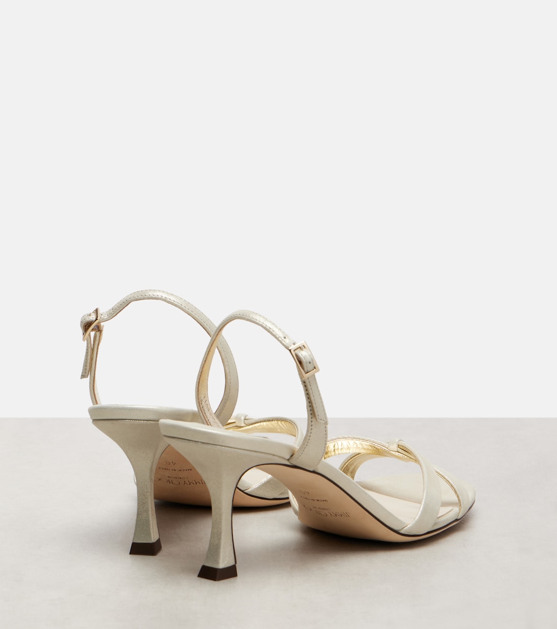 Эльси 70 сандалии из металлизированной кожи Jimmy Choo, Light Soft Gold — фото 2