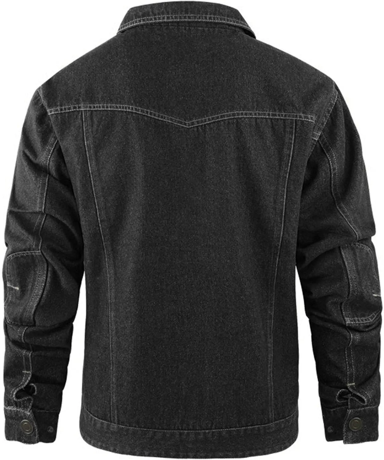 Мужская фланелевая подкладка джинсовая куртка Snap Cowboy Cut Western Trucker Coat классическая узкая винтажная усиленная рабочая рубашка-куртка Generic, Bk — фото 4