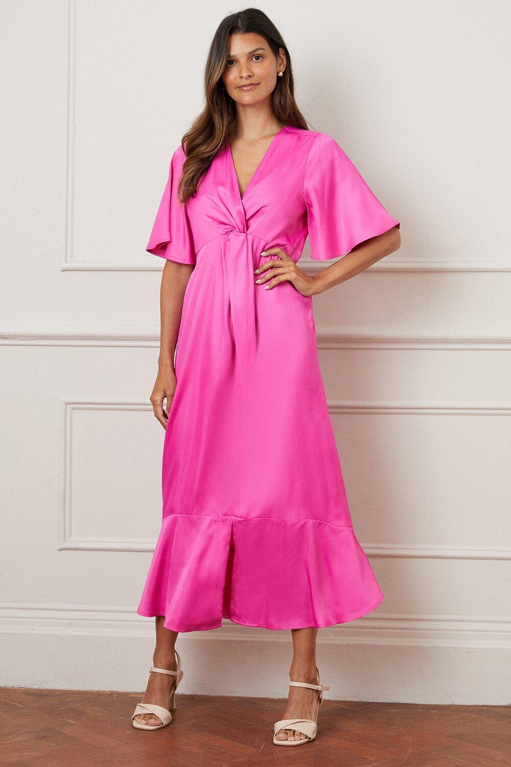 

Платье мидакси из вискозного атласа с закрученным разрезом по подолу Wallis, фиолетовый