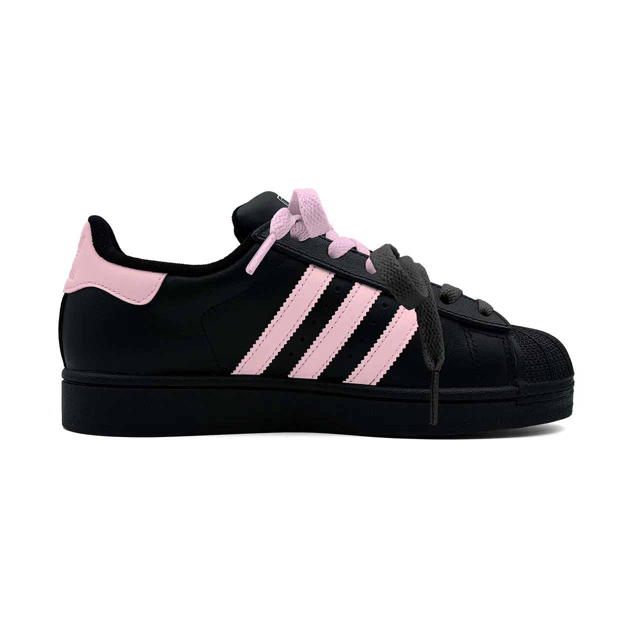 Детские кроссовки для скейтбординга Superstar 2 Youth Adidas Originals черно-розовые — фото 3