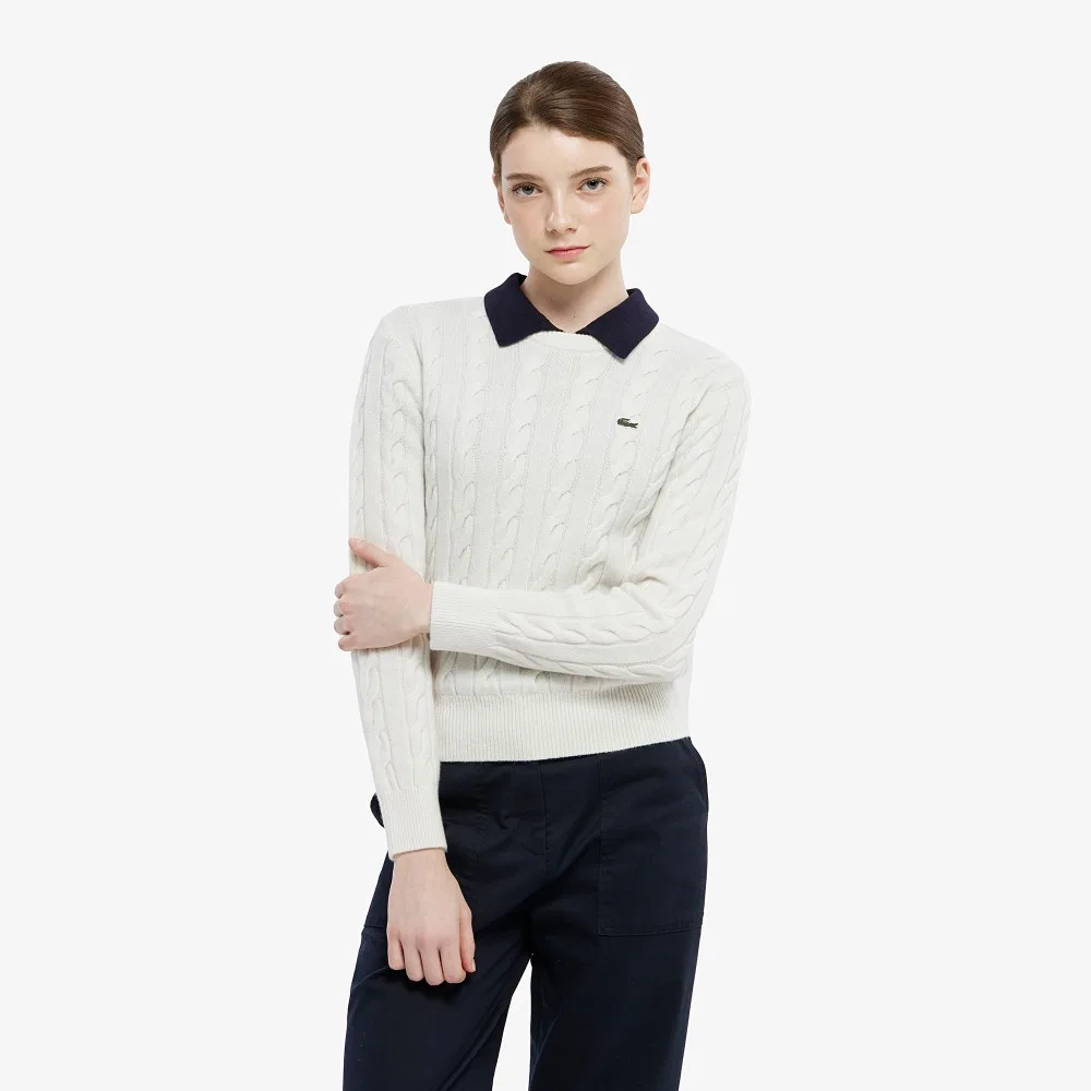 Джемпер Lacoste с косами, кремовый