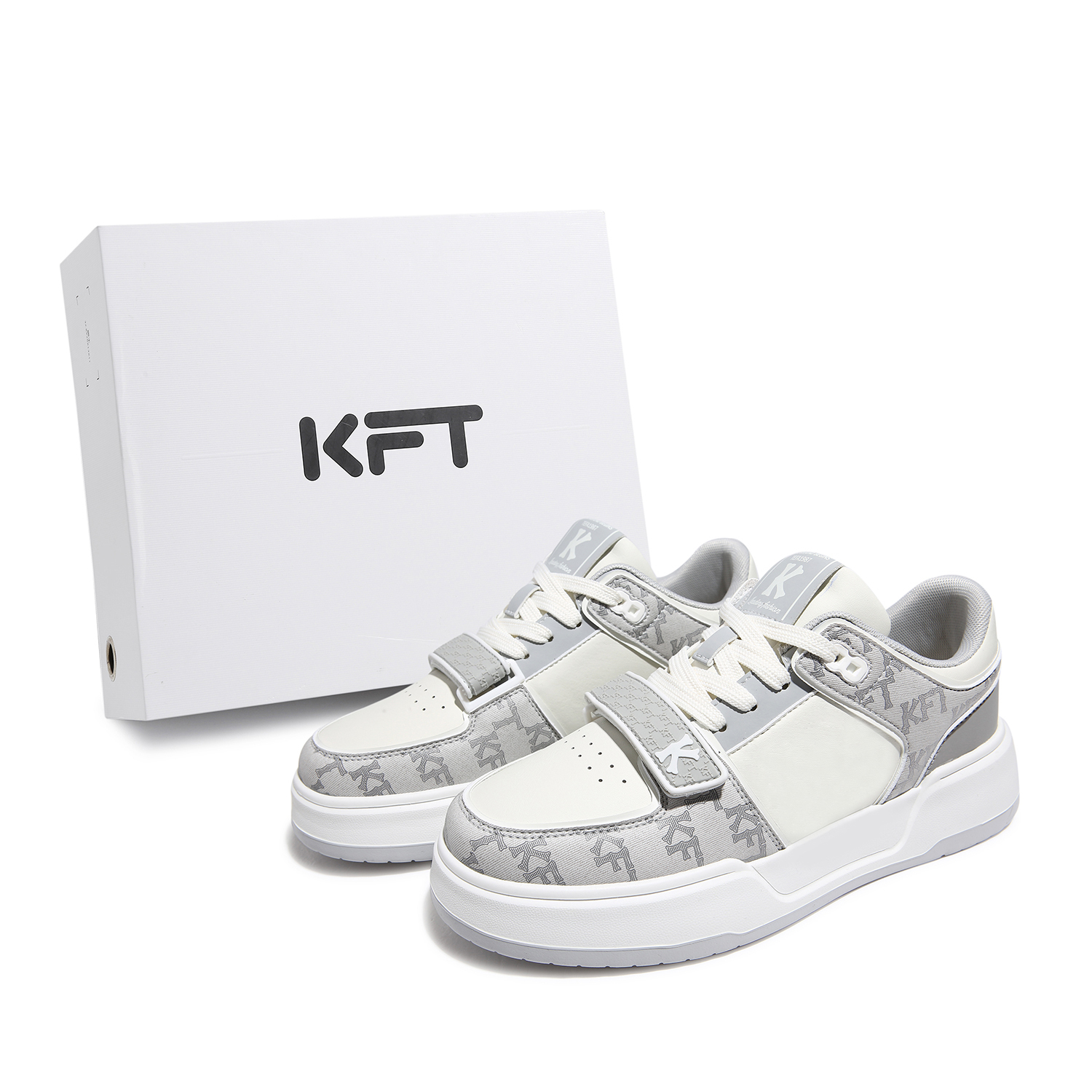 

KFT Скользоустойчивые, износостойкие, легкие, дышащие, увеличивающие рост низкие скейтерские кроссовки унисекс бело-серые, цвет White Gray