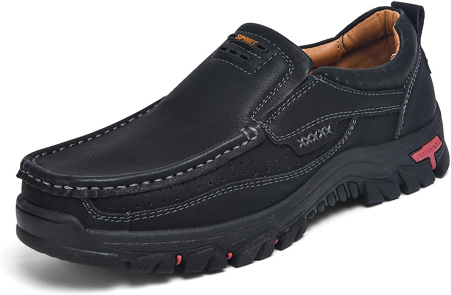 

Мужские модные кожаные слипоны Boaobaihuo на платформе, с круглым носком, низкие, с нескользящей подошвой, повседневные массивные кроссовки для вождения и ходьбы, легкие, черный